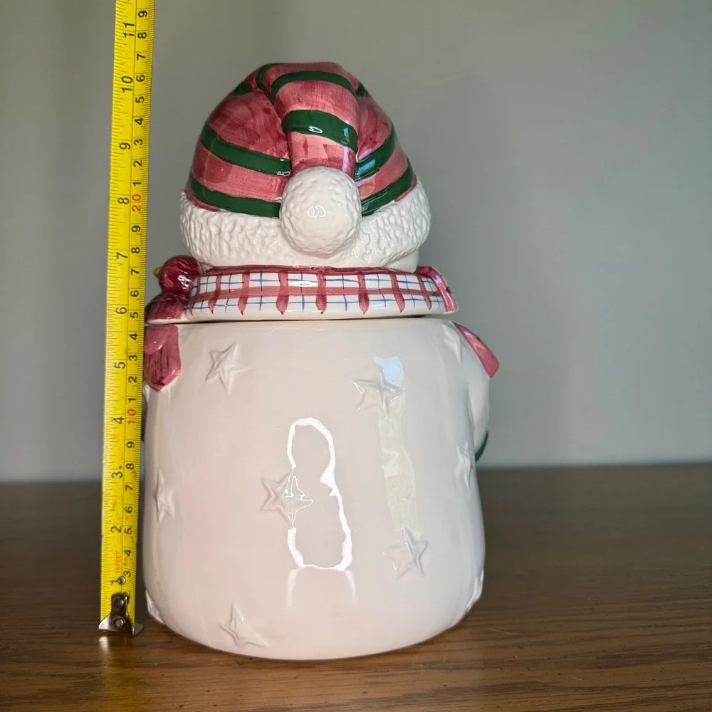 Snowman‎ Ceramic Cookie Jar Holiday Decor Kitchen Storage Container